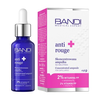 Bandi Medical Expert Anti-Rouge, skoncentrowana ampułka na naczynka, 2% witamina PP + witamina K, 30 ml