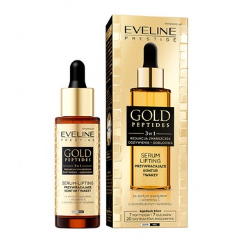 Eveline Gold Peptides, serum-lifting 3 w 1 przywracające kontur twarzy, 30 ml