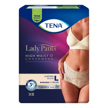 Tena Lady Pants Plus, majtki chłonne, Creme, rozmiar L, 8 szt.