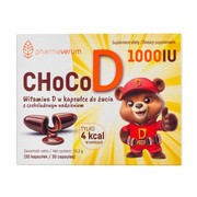 CHoCoD 1000 IU, kapsułki miękkie do żucia, smak czekoladowy, 30 szt.
