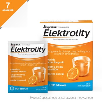Stoperan, Elektrolity, proszek, smak pomarańczowy, 7 saszetek