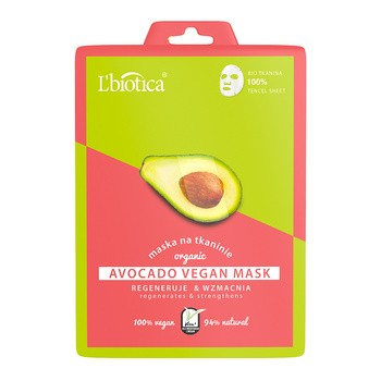 L`biotica Avocado Vegan Mask, maska na tkaninie, 23 ml