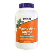 Now Foods Magnesium Citrate 200 mg, tabletki, 250 szt.