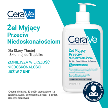 CeraVe, żel myjący przeciw niedoskonałościom, 473 ml