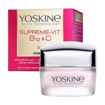 Yoskine Supreme-Vit B12 & C, regenerujący krem przeciwzmarszczkowy 50+ na noc, 50 ml