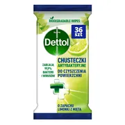 Dettol chusteczki do mycia i dezynfekcji powierzchni, limonka i mięta, 36 szt.