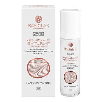 BasicLab Aminis, krem rewitalizujący 5% aminokwasów, 15% kompleksu neuropeptydów, wit. C, 50 ml