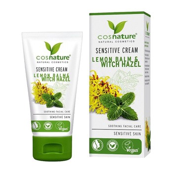 Cosnature, naturalny łagodzący krem do skóry wrażliwej z melisą i oczarem wirginijskim, 50 ml