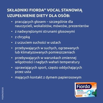 Fiorda Vocal, pastylki do ssania bez cukru, smak pomarańczowy, 30 szt.