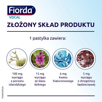Fiorda Vocal, pastylki do ssania bez cukru, smak pomarańczowy, 30 szt.