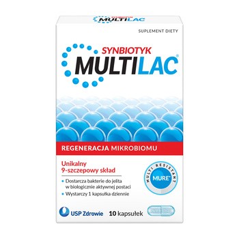 Multilac, kapsułki, synbiotyk (probiotyk +prebiotyk), 10 szt.