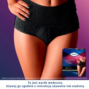 Majtki chłonne TENA Lady Pants Plus Noir, rozmiar M, 30 szt.