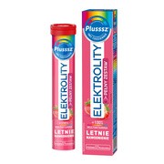 Plusssz Elektrolity + 100% Multiwitamina, tabletki musujące, smak poziomka-truskawka, 24 szt.