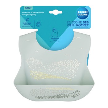 Canpol Babies, śliniak silikonowy z kieszonką, zielony, 1 szt.