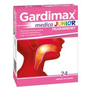 Gardimax medica junior truskawkowy, 5mg + 1mg, tabletki do ssania, 24 szt.