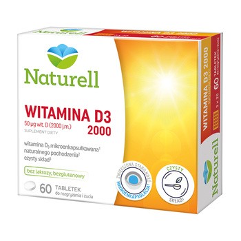 Naturell Witamina D3 2000, tabletki do ssania, 60 szt.