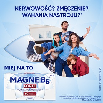 Magne B6 Forte, 100 mg+10 mg, tabletki powlekane, 60 szt.