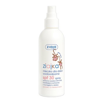 Ziajka, wodoodporne mleczko dla dzieci powyżej 12. miesiąca życia SPF 30, spray, 170 ml