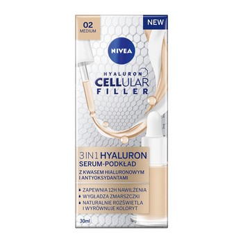 Nivea Hyaluron Cellular Filler, serum-podkład 3 w 1, nr 02, 30 ml