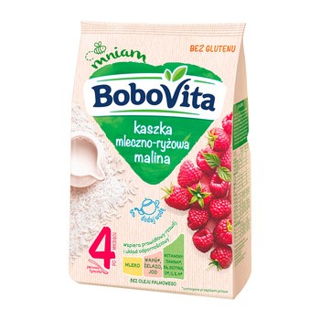 BoboVita, kaszka mleczno-ryżowa o smaku malinowym, 4m+, 230 g
