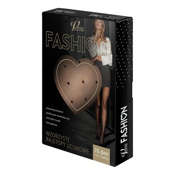 Veera Fashion, rajstopy wzorzyste, 70 DEN, czarne w kropki, rozmiar S