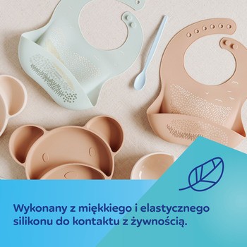 Canpol Babies, śliniak silikonowy z kieszonką, kremowy, 1 szt.