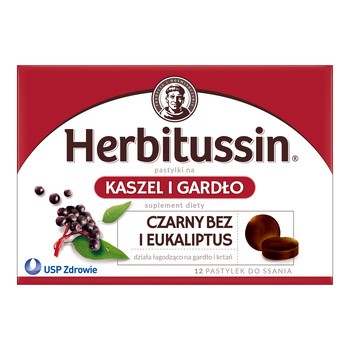 Herbitussin Kaszel i Gardło, pastylki do ssania, 12 szt.