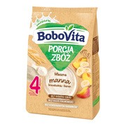 BoboVita Porcja Zbóż, kaszka mleczna, bananowo-brzoskwiniowa, manna, 4m+, 210 g