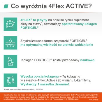 4Flex Active, saszetki z proszkiem, smak truskawkowy, 30 szt.