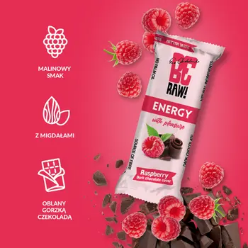 BeRaw! Energy, Raspberry Choco Power, baton, 40 g