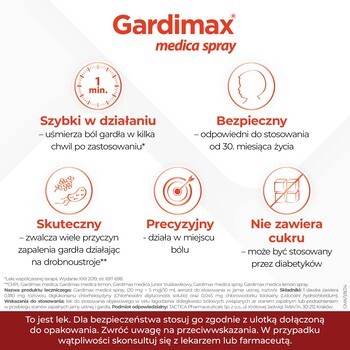 Gardimax medica spray, (20 mg + 5 mg)/10 ml, aerozol do stosowania w jamie ustnej, 30 ml