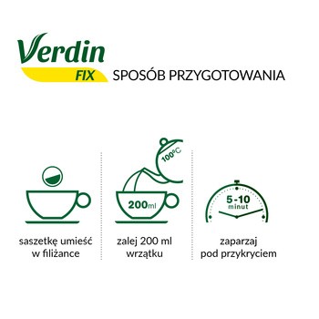 Verdin fix z zieloną herbatą,  zioła do zaparzania, saszetki, 20 szt.