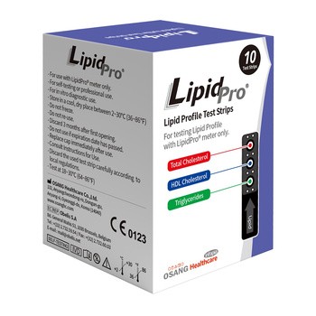 LipidPro, paski testowe do pomiaru profilu lipidowego we krwi, 10 szt.