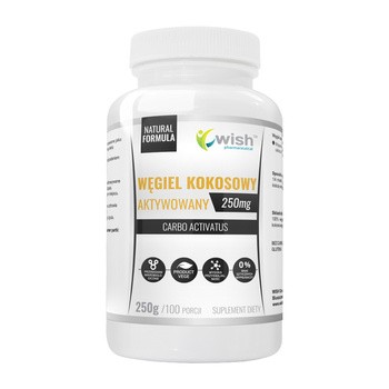 Wish Węgiel kokosowy aktywowany, 250 mg, proszek, 250 g