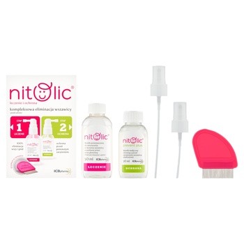 Pipi Nitolic, zestaw, leczenie i ochrona przeciw wszawicy 50 ml + 30 ml + grzebień