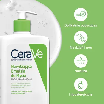 CeraVe, nawilżająca emulsja do mycia dla skóry normalnej i suchej, 473 ml