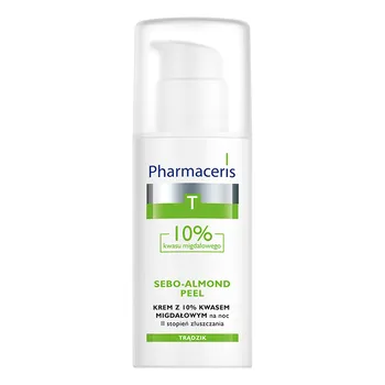 Pharmaceris T Sebo-Almond Peel 10%, krem z 10% kwasem migdałowym, na noc, II stopień złuszczania, 50 ml