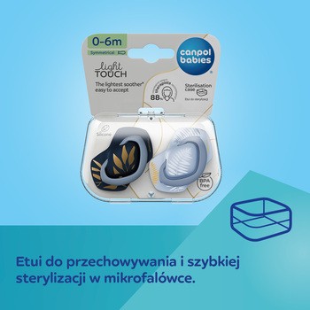 Canpol Babies Gold, smoczek silikonowy Light touch, symetryczny 0-6 m, niebieski, 2 szt.