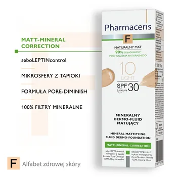 Pharmaceris F, mineralny dermo-fluid matujący SPF 30, 10 Light, 30 ml