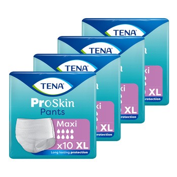 Zestaw 4 x TENA Pants ProSkin Maxi, majtki chłonne, rozmiar XL, 10 szt.