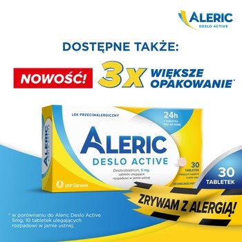 Aleric Deslo Active 5mg, 10 tabletek, na alergię i katar sienny