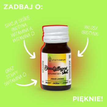 Beautyllagen Shot, płyn, smak jabłko-limonka, 30 ml x 15 szt.
