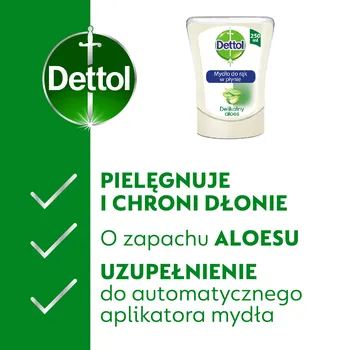 Dettol, antybakteryjne mydło w płynie aloe vera, wkład do bezdotykowego aplikatora, 250 ml