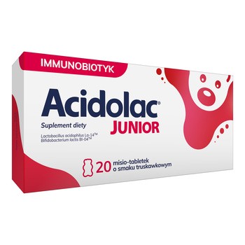 Acidolac Junior, misio-tabletki, smaku truskawkowy, 20szt.