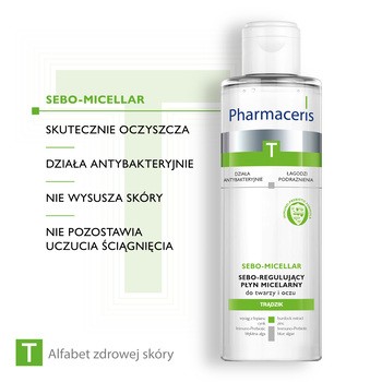 Pharmaceris T Sebo-Micellar, antybakteryjny płyn micelarny do twarzy i oczu, 200 ml