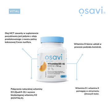 Witamina D3 + K2 4000 IU + 150 mcg, kapsułki, 60 szt.