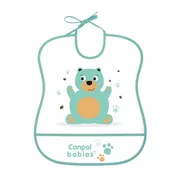 Canpol Babies, śliniak zmywalny miękki CUTE ANIMALS miś, zielony, 1 szt.