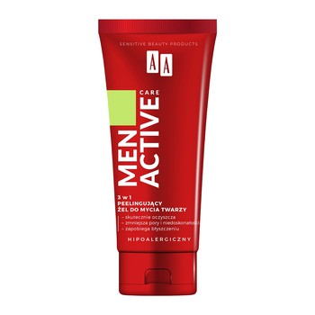 AA Men Active Care 3w1, peelingujący żel do mycia twarzy, 150 ml