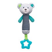 Canpol Babies, pluszowa zabawka z piszczkiem i gryzakiem 0+ BEARS, szara, 1 szt.