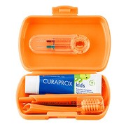 Curaprox Travel Set Kids, zestaw podróżny dla dzieci 6-12 lat, pomarańczowy, 1 szt.